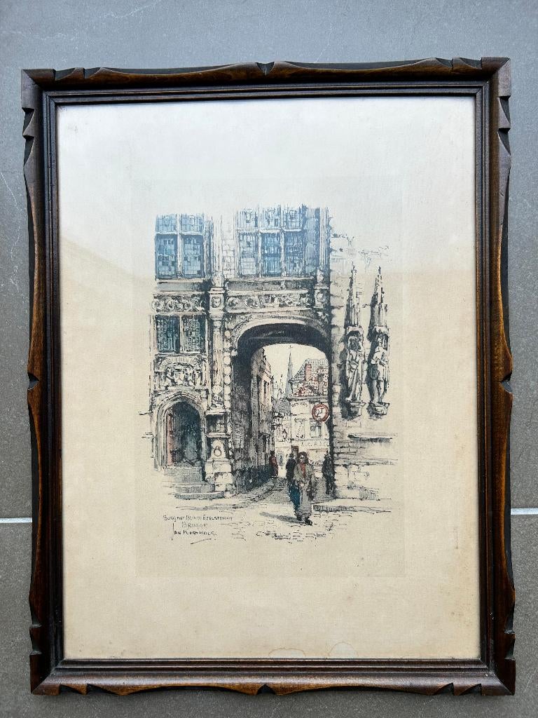 Pentekening De Burg en de Blinde Ezelstraat van Jan Korthals, Antiek en Kunst, Ophalen