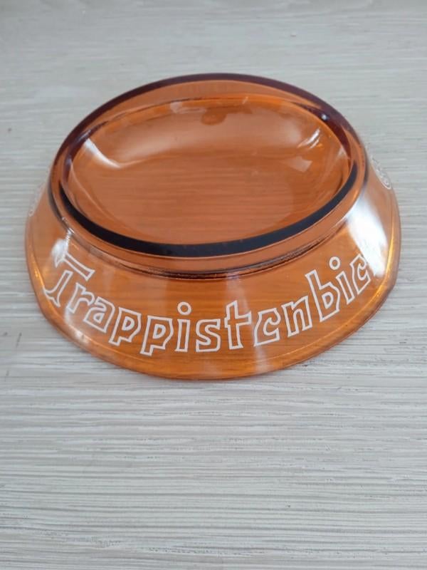 vintage glazen asbak trappisten bier, Ophalen of Verzenden, Zo goed als nieuw, Asbak