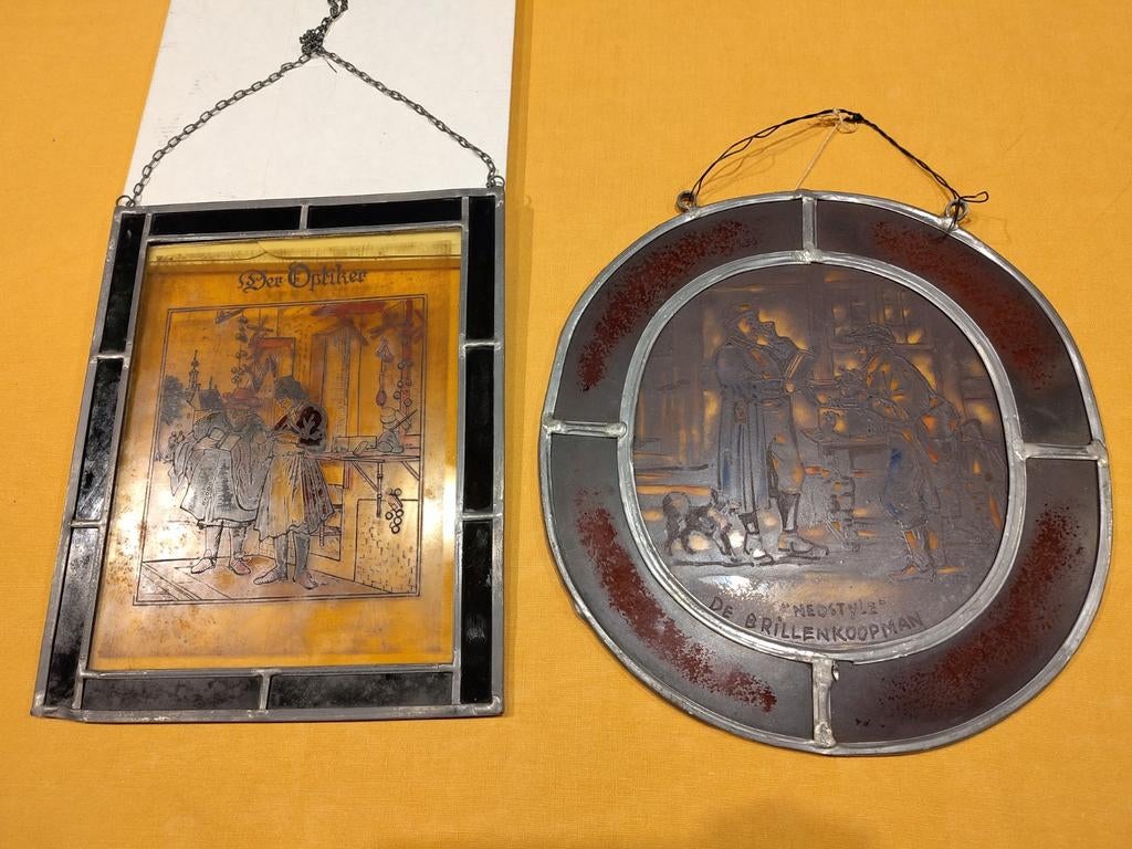 Plaques en verre teinté : L'opticien - 'Der Optiker', Enlèvement ou Envoi