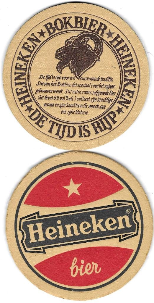 bierviltje 1st Heineken bokbier, Verzamelen, Biermerken, Verzenden, Heineken