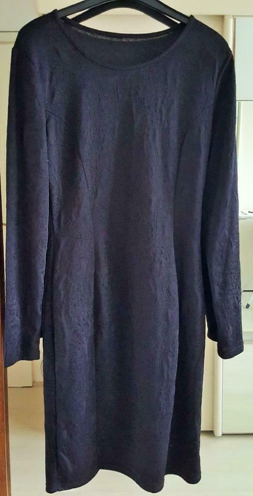 robe manche longue soir noir tissu gaufré dentelle stretch38, Enlèvement ou Envoi, Noir