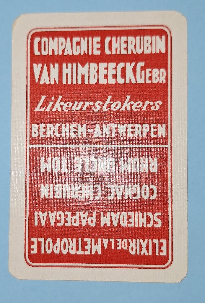 Carte à jouer Berchem— Distillerie de liqueur Cherubin B_113, Enlèvement ou Envoi, Utilisé, Carte(s) à jouer