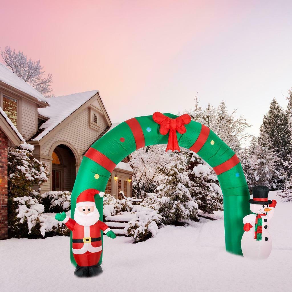 Opblaasbare Kerstman & Sneeuwman Met Welkomstboog. Verlicht, Diversen, Kerst, Ophalen of Verzenden, Nieuw
