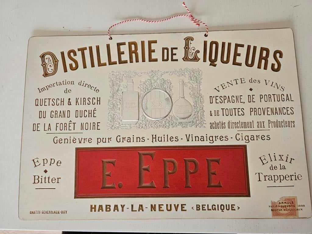 Reclamekartonnen likeurstokerij E. Eppe - Habay La Neuve Ori, Enlèvement ou Envoi