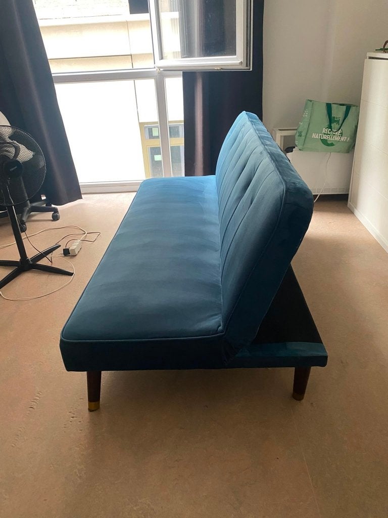 Canapé-lit | 3 places | Bleu velours, Enlèvement, Comme neuf