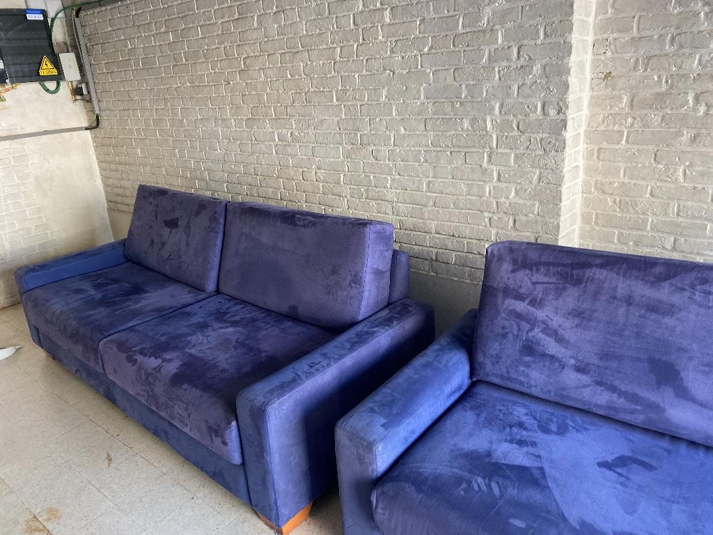 blauwe zetels, Huis en Inrichting, Ophalen, Gebruikt, Driepersoons, 75 tot 100 cm