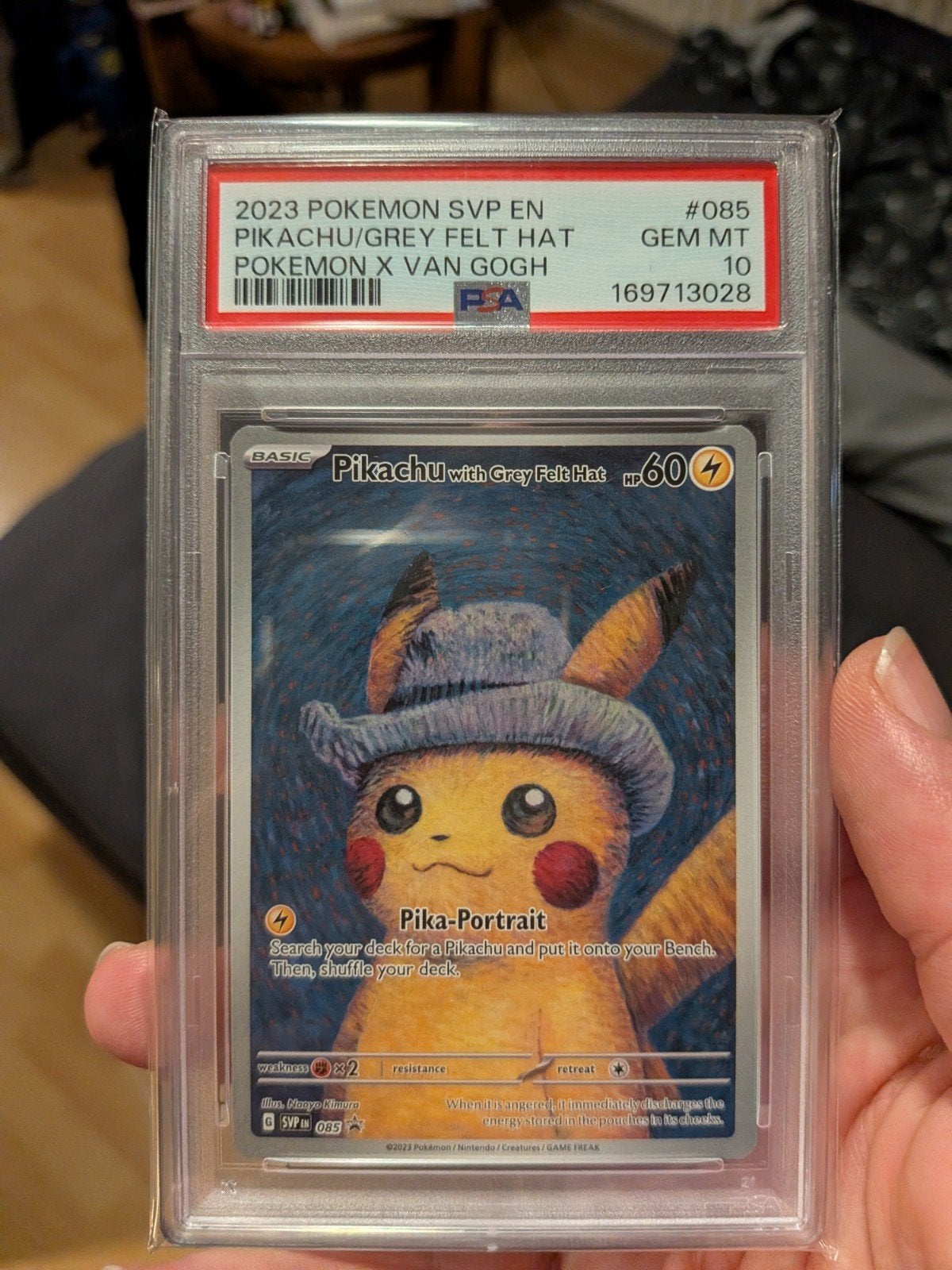 Pikachu with grey felt hat psa10, Ophalen