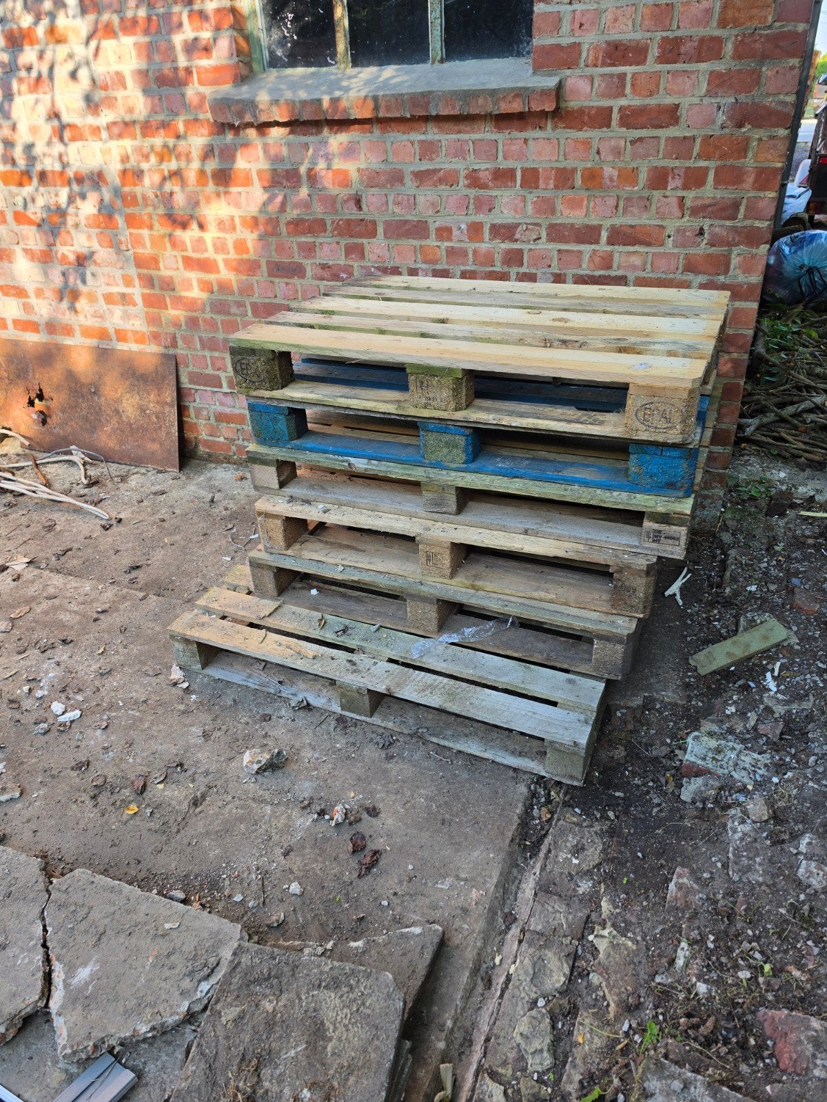 Lot van 6pallets waaronder europallet, Doe-het-zelf en Bouw, Glas en Ramen, Ophalen