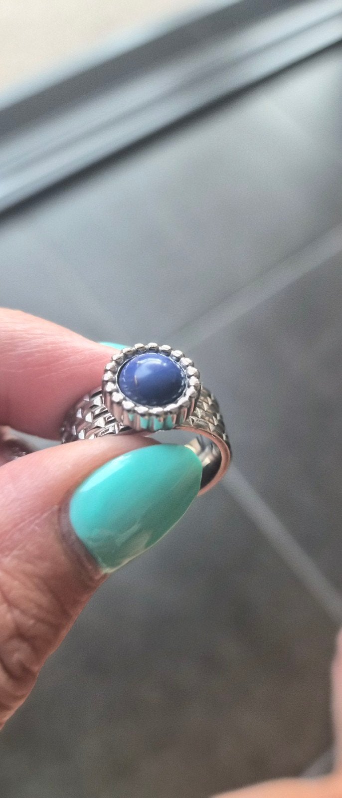 ring, Overige materialen, Blauw, Ophalen of Verzenden, Zo goed als nieuw