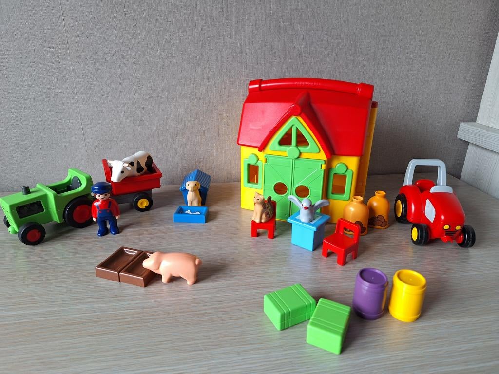 ☼ Playmobil 123 boerderij + extra traktoren, Kinderen en Baby's, Ophalen of Verzenden, Zo goed als nieuw