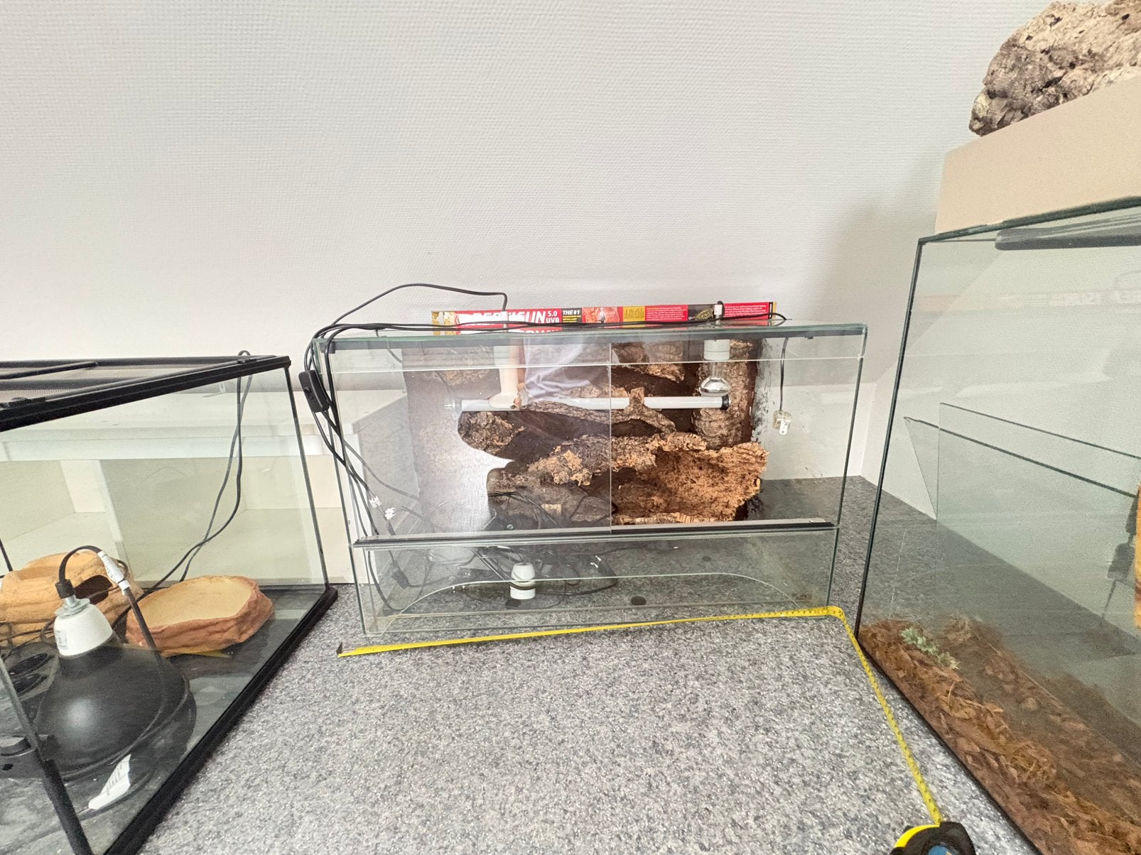 Terrarium voor luipaardgekko met complete inrichting, Ophalen, Zo goed als nieuw, Verlichting