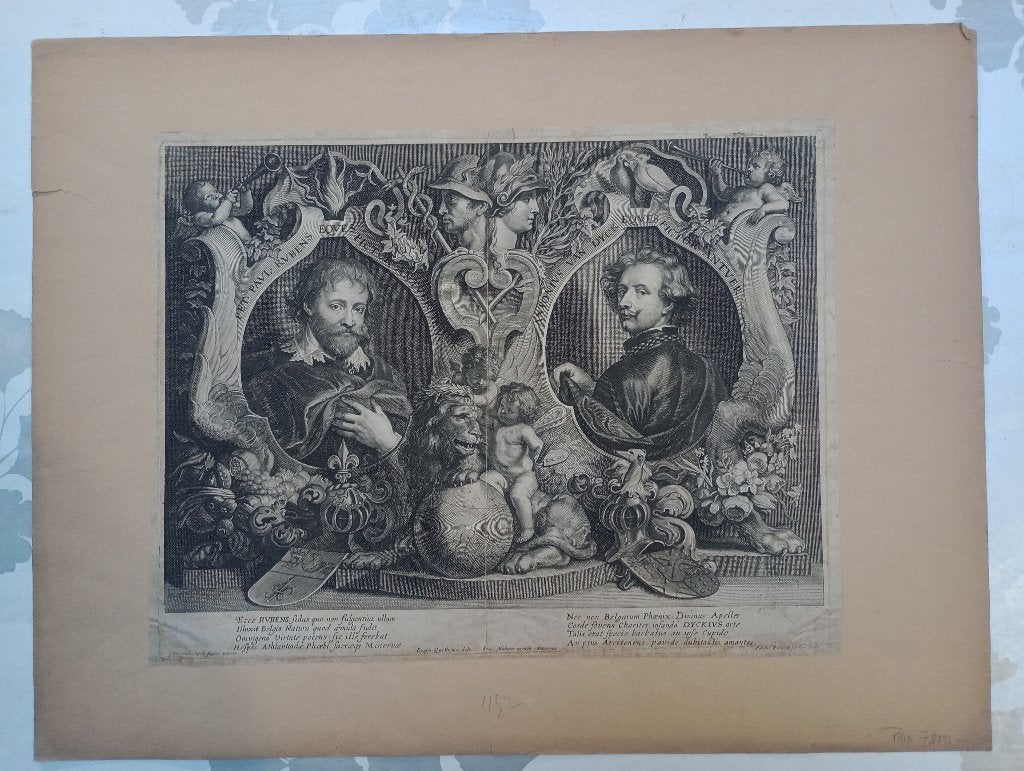 17e eeuwse gravure Rubens & Van Dyck P.Pontius Antwerpen,B41, Antiek en Kunst, Ophalen of Verzenden, Portret, Gravure, 1600 - 1699