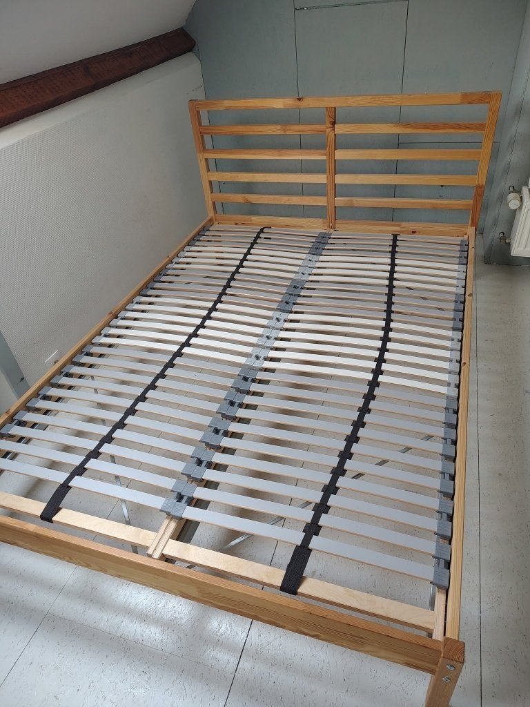 Houten bed, Huis en Inrichting, Slaapkamer | Bedden, Ophalen, Gebruikt, Beige, Tweepersoons