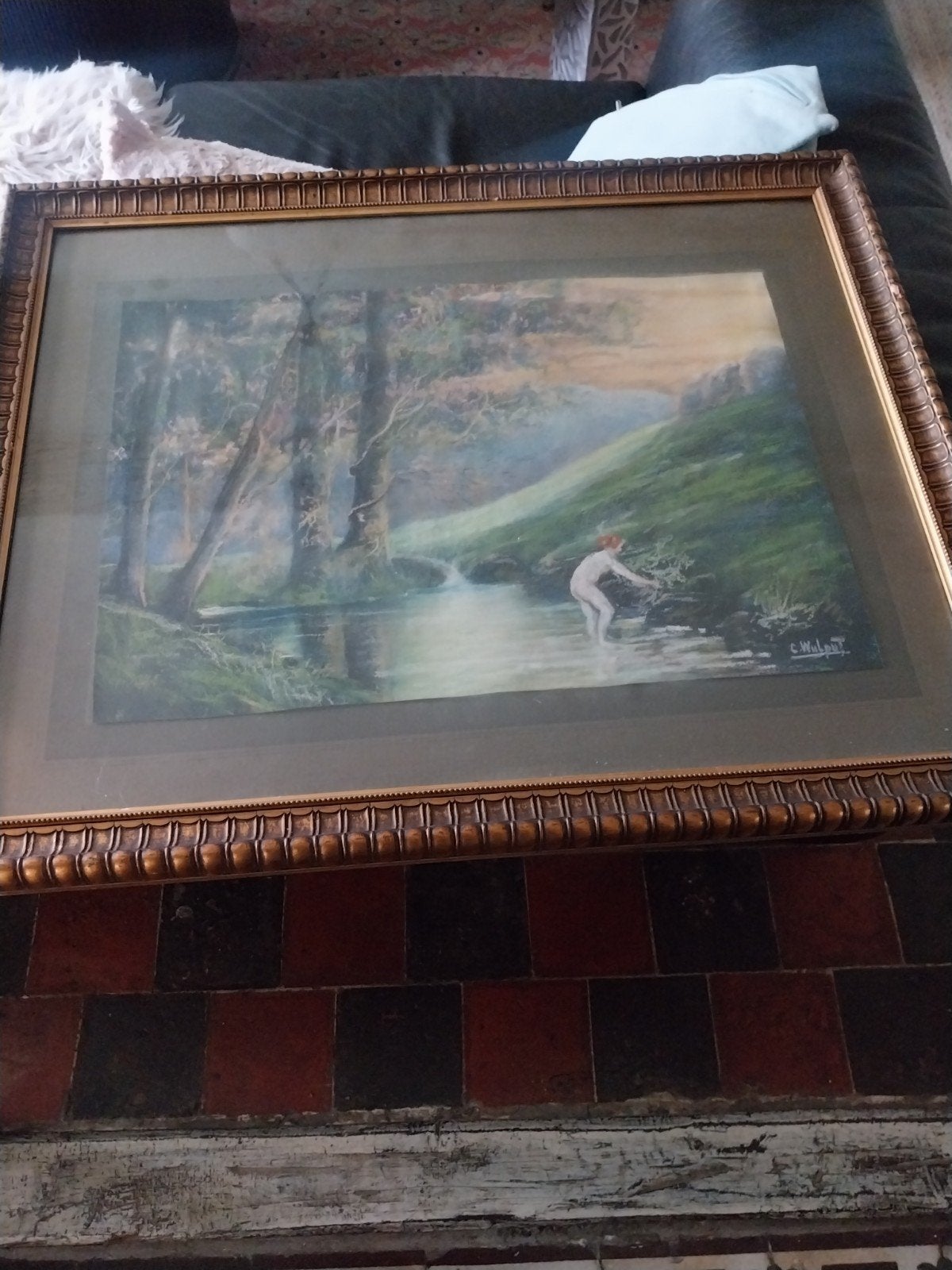 C.Wulput., Enlèvement, Sous verre, Pastel