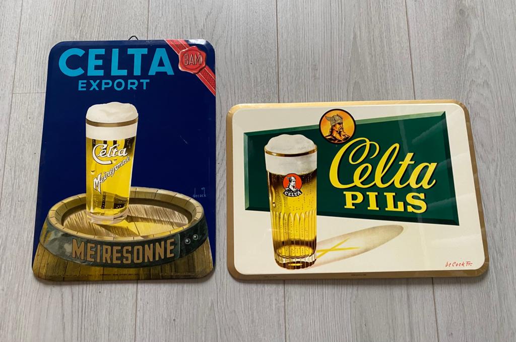 2x CELTA MEIRESONNE glacoide reclame bord, Collections, Marques & Objets publicitaires, Enlèvement ou Envoi, Comme neuf