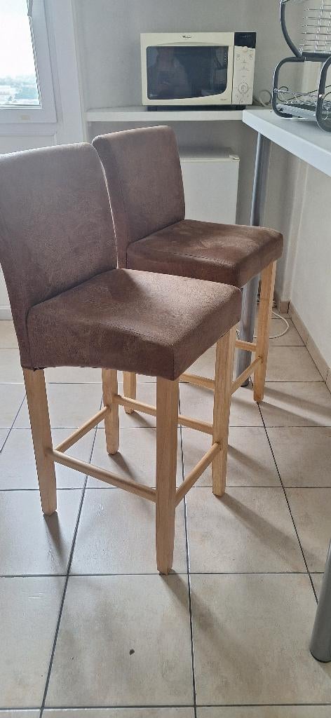 lot de 2 chaises tabourets de bar, 2 krukken, Ophalen, Gebruikt, Leer