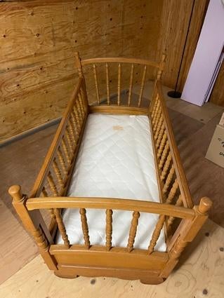 Vintage Baby-bed, Ophalen, Gebruikt, 70 tot 85 cm, 140 tot 160 cm