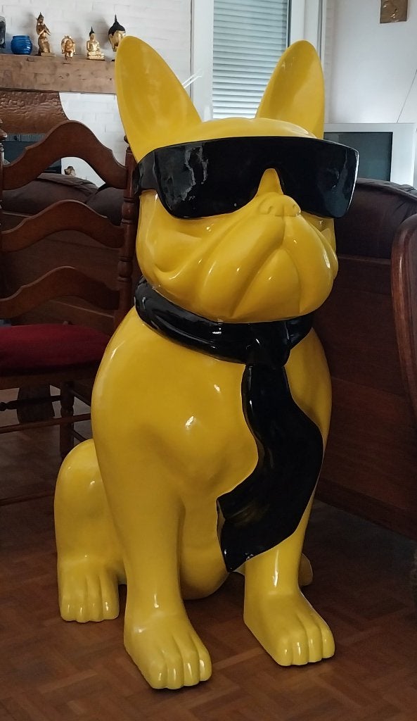 Franse Bulldog van 120 cm met zonnebril,hond,beeld, Enlèvement, Comme neuf, Animal