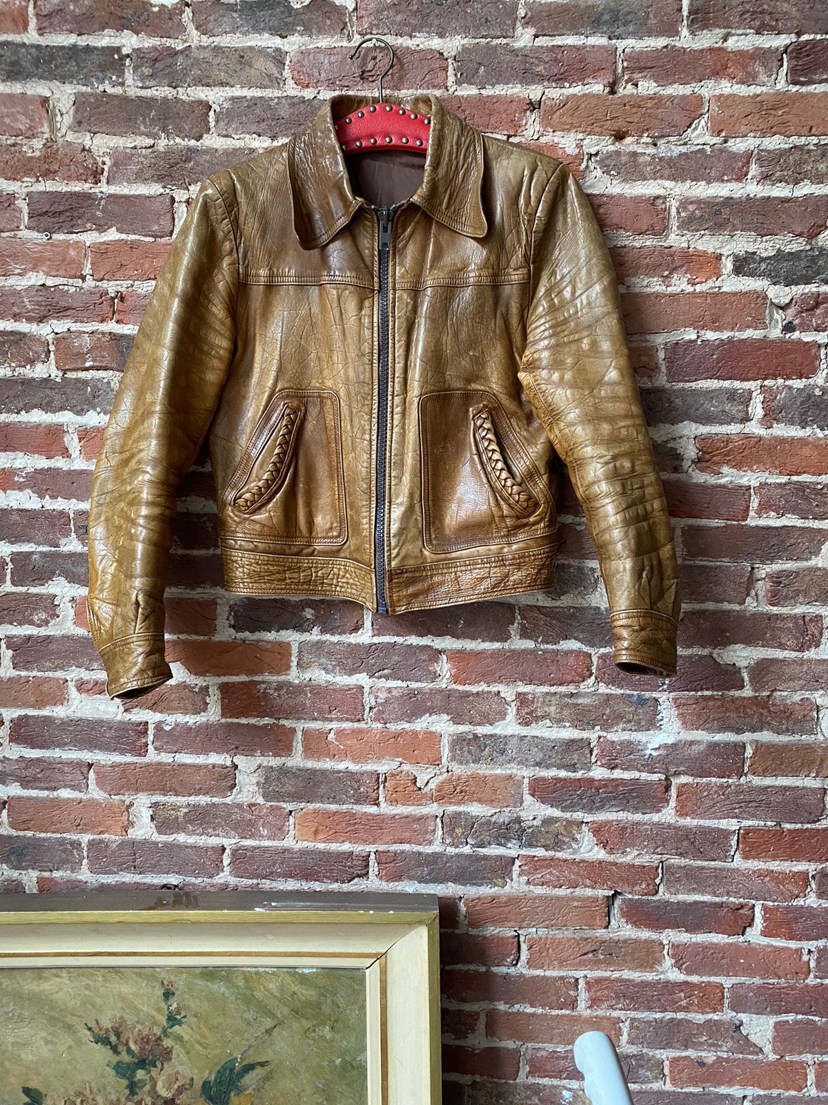 Veste cuir marron taille S/M vintage, Enlèvement ou Envoi, Comme neuf
