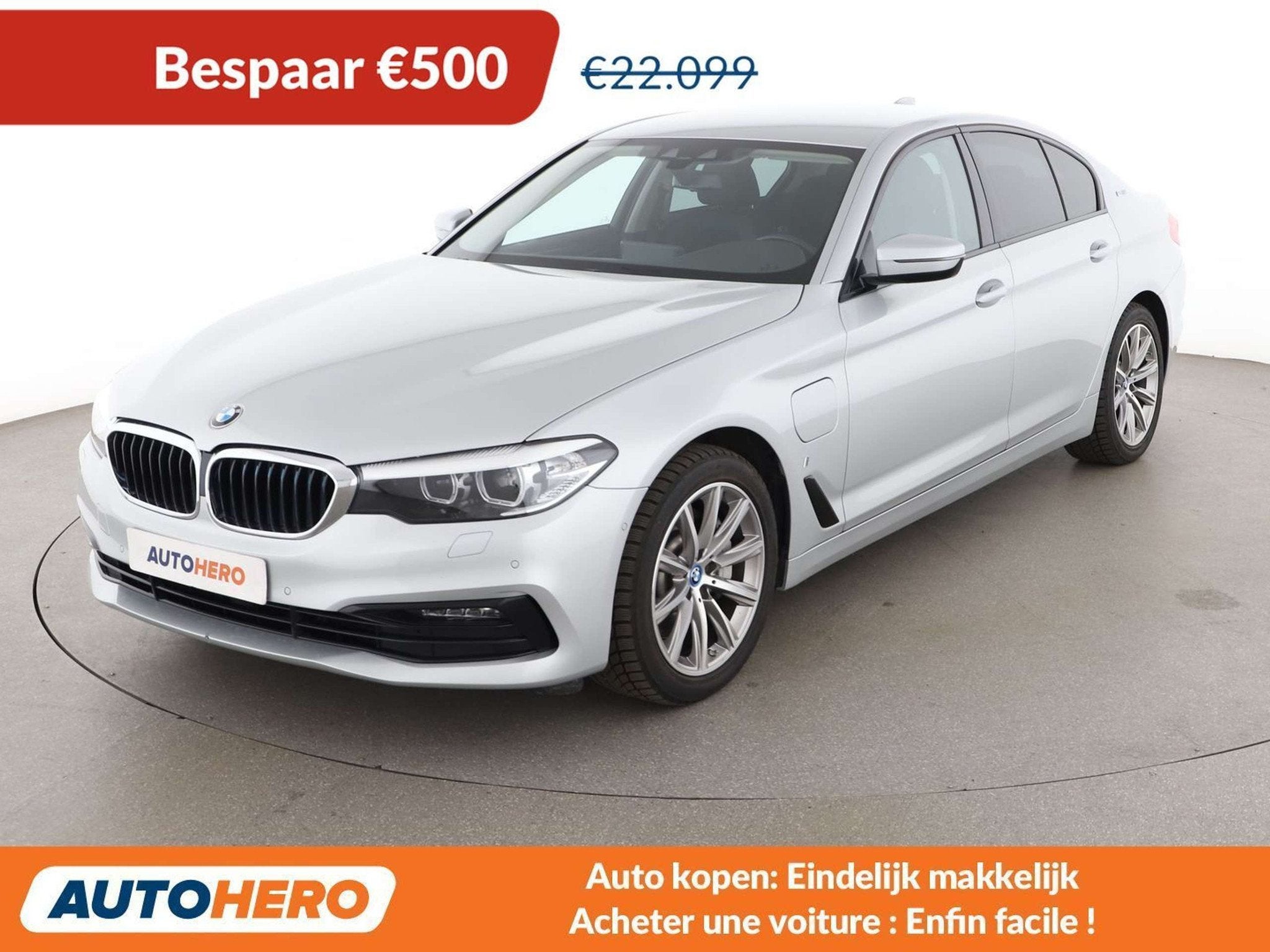 BMW 5 Serie 530 530e Sport Line (bj 2019, automaat), Achterwielaandrijving, Gebruikt, Hybride Elektrisch/Benzine, Zilver of Grijs