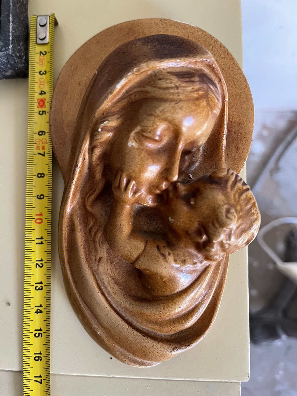 Moeder maria met Jezuskind muur ornament, Antiek en Kunst, Ophalen