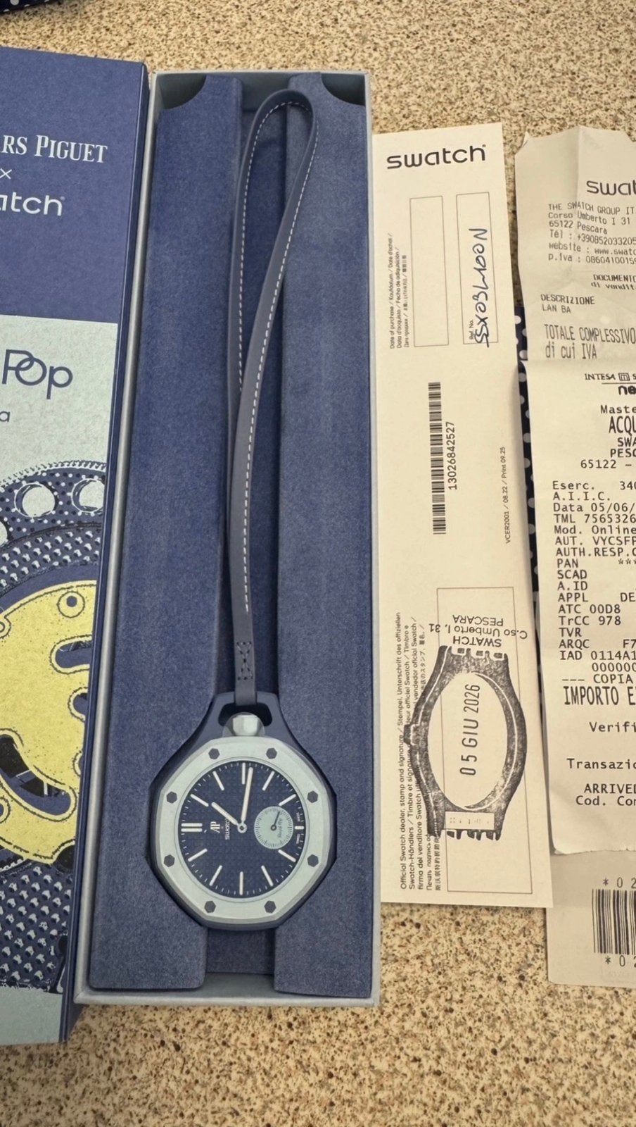 AP x Swatch Royal Pop - Lan Ba, Handtassen en Accessoires, Horloges | Antiek, Ophalen of Verzenden, Overige materialen, Zakhorloge
