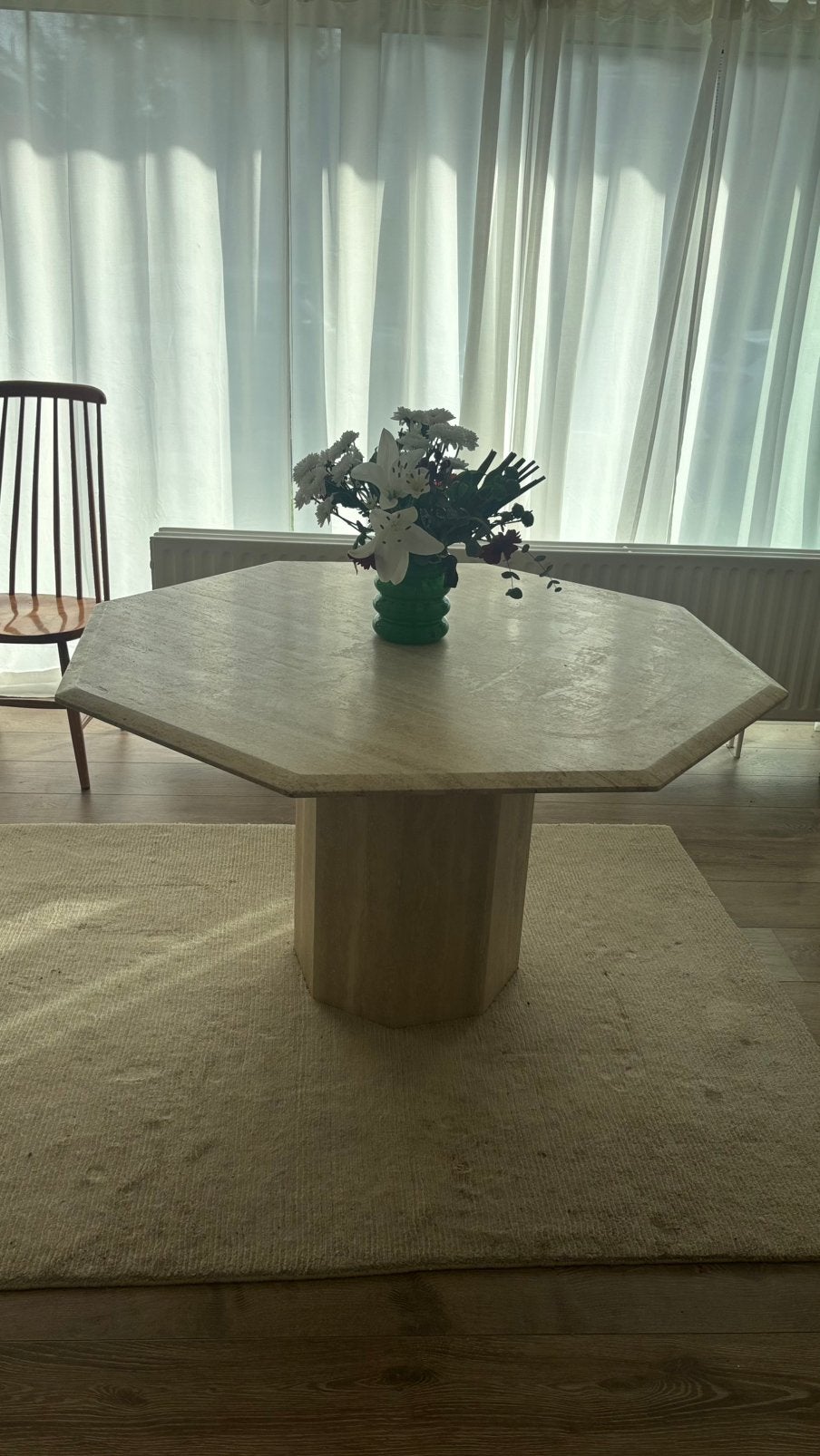 Eettafel in travertijn, Huis en Inrichting, Ophalen, Zo goed als nieuw