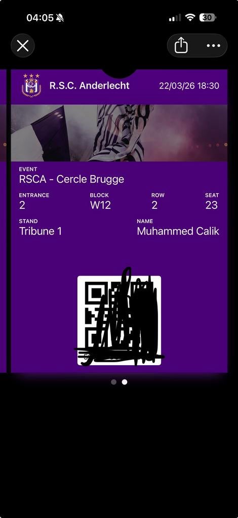 2 BILLETS POUR RSCA vs CERCLE BRUGGE, Tickets & Billets, Deux personnes, Mars