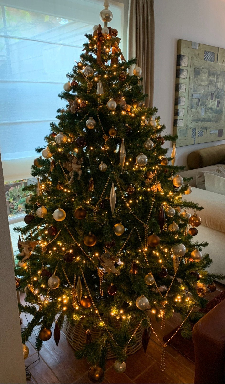 Hele mooie kerstboom, 1.40 bx 1.90 h met opbergtas en ring, Diversen, Ophalen, Zo goed als nieuw