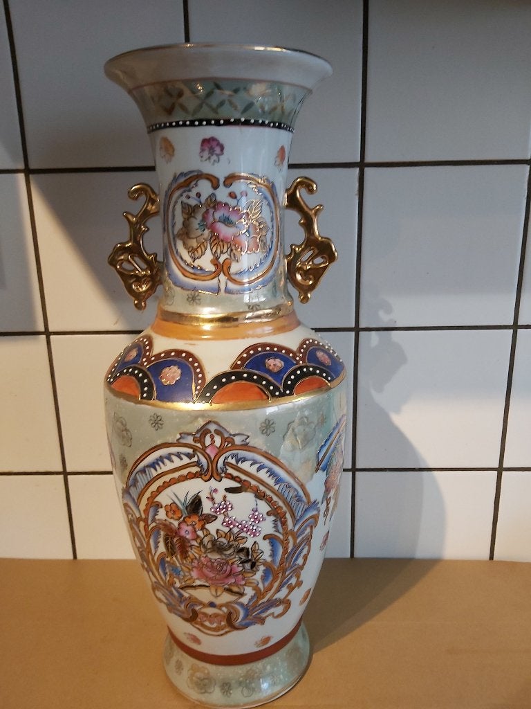grand vase chinois type Kanton Porcelaine (h 46cm), Enlèvement ou Envoi