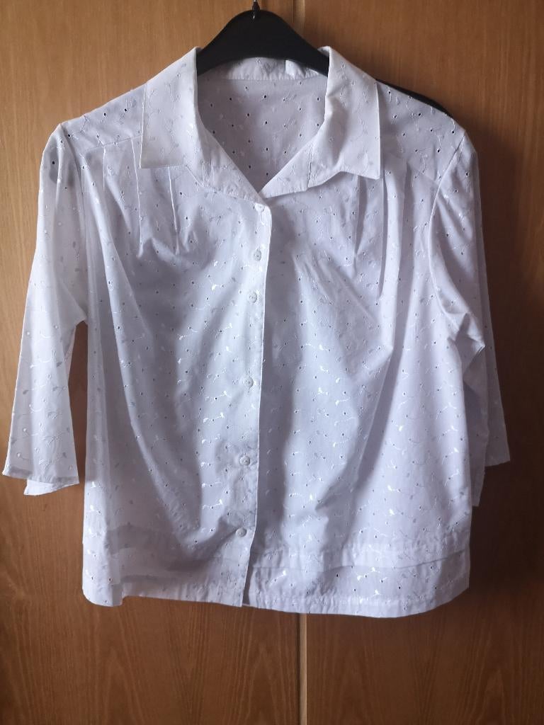 Blouse blanche en broderie anglaise - L, Enlèvement ou Envoi