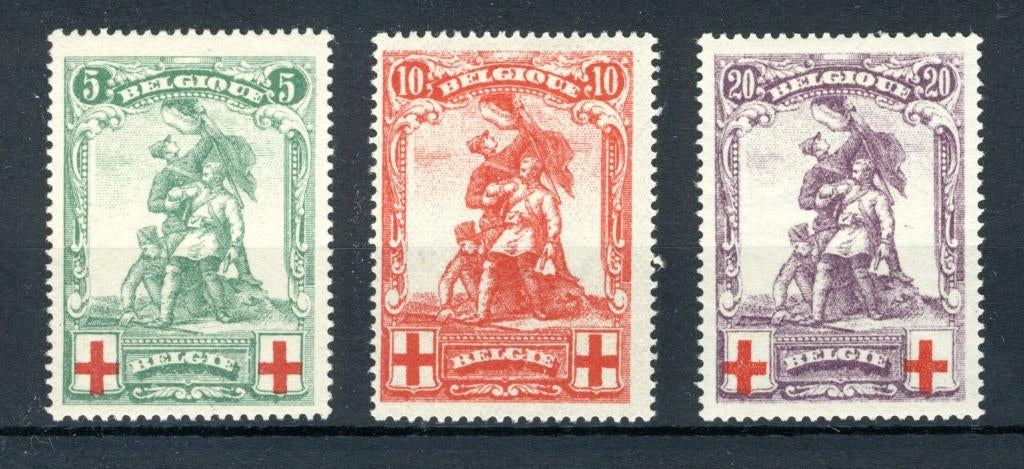 (B) 126/128 MH 1914 - Au profit de la Croix-Rouge - 2, Trace d'autocollant, Enlèvement ou Envoi, Non oblitéré, Croix-Rouge