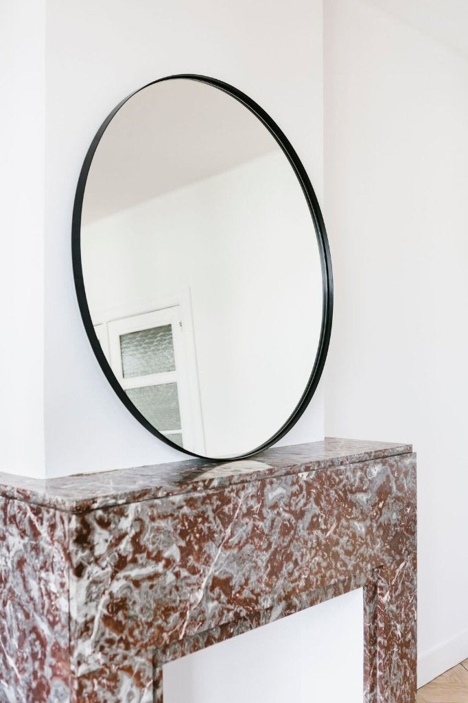 NEW! Mirror Tall in Black Steel, Ophalen, Rond, Nieuw, 75 tot 100 cm