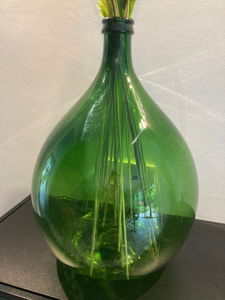 Dame Jeanne in groen glas, vaas, wijnkruik, Ophalen
