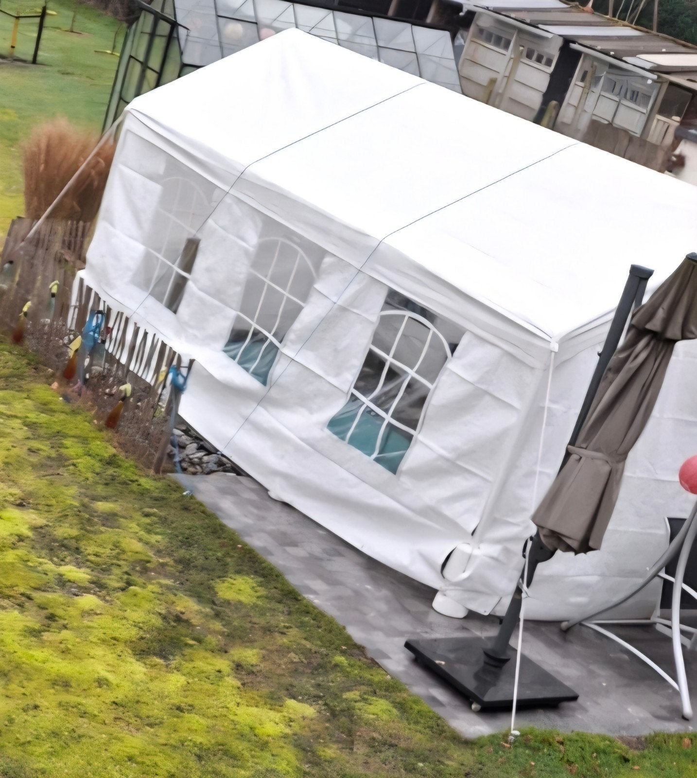 partytent 3m x 6m te koop + verzwaarders voor poten, Jardin & Terrasse, Tonnelles, Enlèvement, Tente de réception