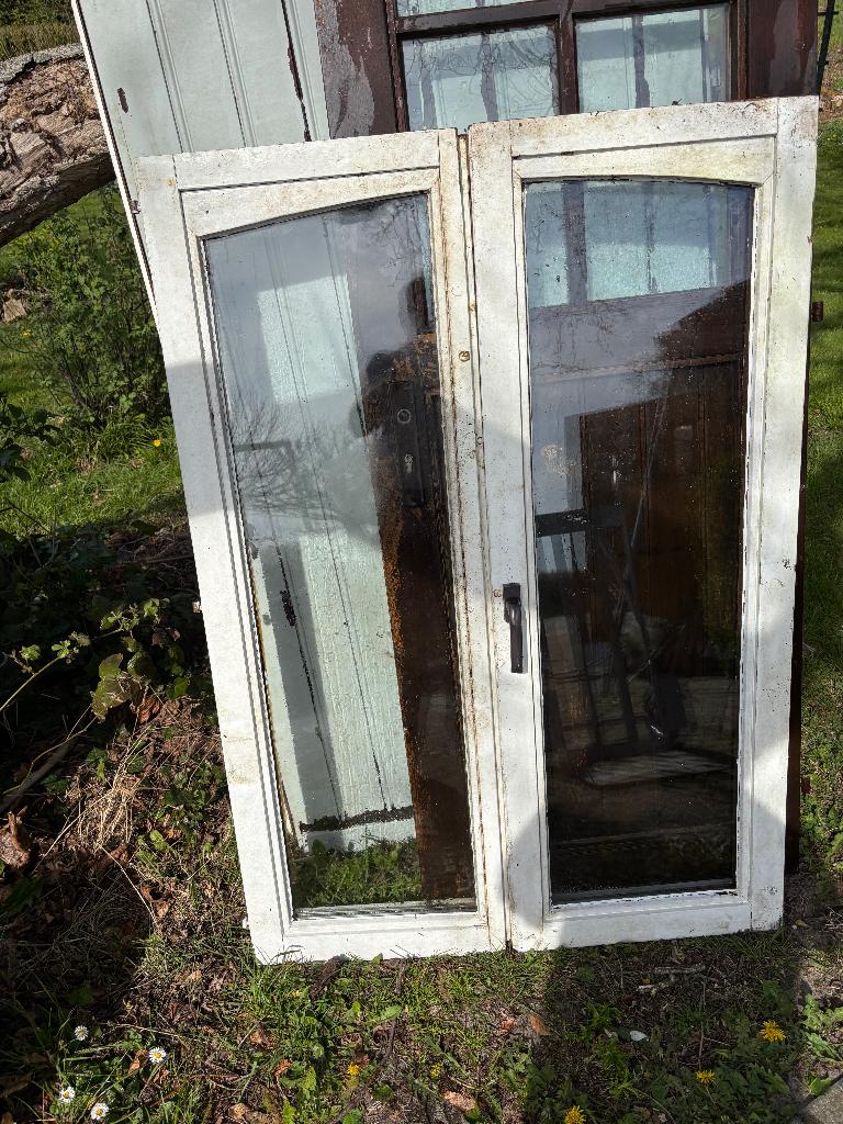 Dubbel houten raam, Ophalen, Gevelraam of Ruit, Gebruikt, 80 tot 120 cm