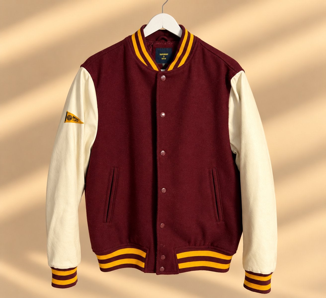 Veste Superdry Varsity Bordeaux & Crème, Enlèvement ou Envoi, Comme neuf