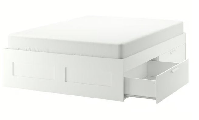 GRATIS - Brimnes bed wit 180x200cm met onderladen, Huis en Inrichting, Ophalen, Gebruikt, Wit, Tweepersoons