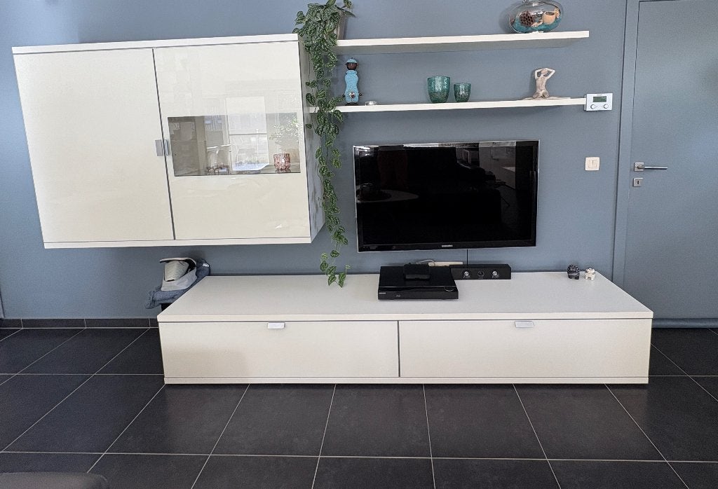 Hulst eetkamermeubelen , glas en hout, gebroken wit, Ophalen, Zo goed als nieuw, Modern