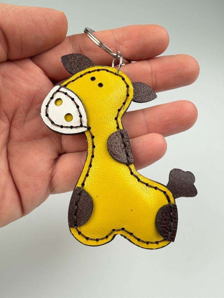 Sleutelhanger van Echt Geitenleer, Handgemaakt – Giraffe, Ophalen of Verzenden, Nieuw