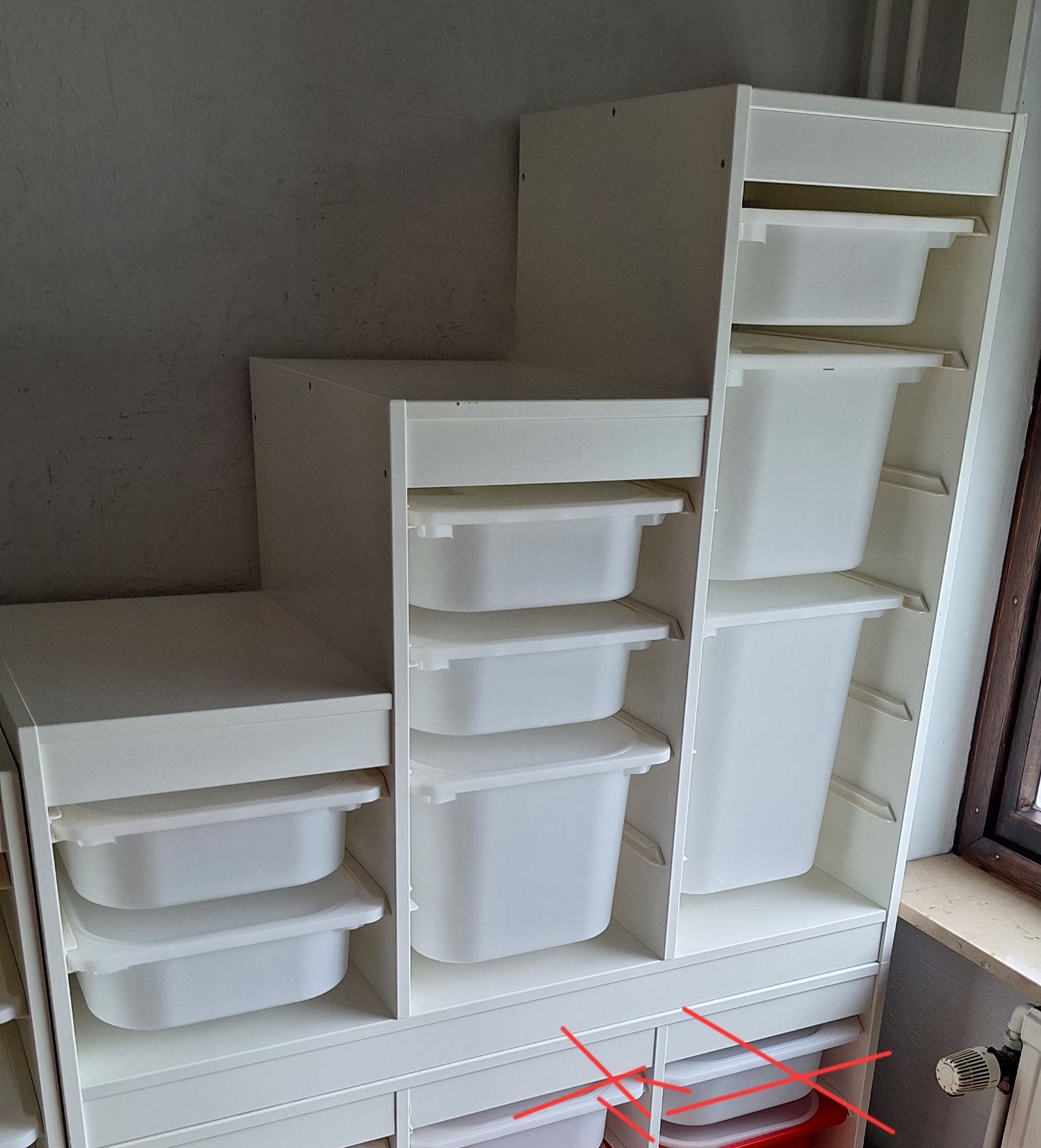 Trofast trapkast + 8 bakken en 8 deksels, Kinderen en Baby's, Kinderkamer | Commodes en Kasten, Ophalen