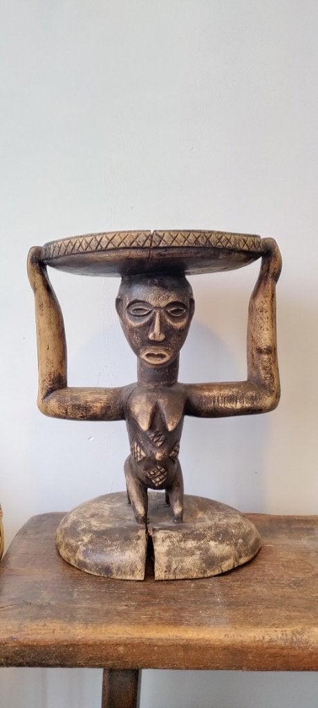 Oude tribale kariatidekruk uit Afrika, Ophalen of Verzenden, Gebruikt, Hout