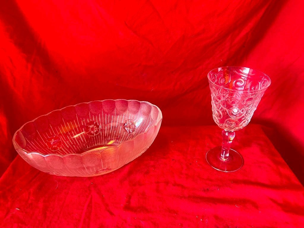 Coupe à fruits et grand verre., Enlèvement ou Envoi
