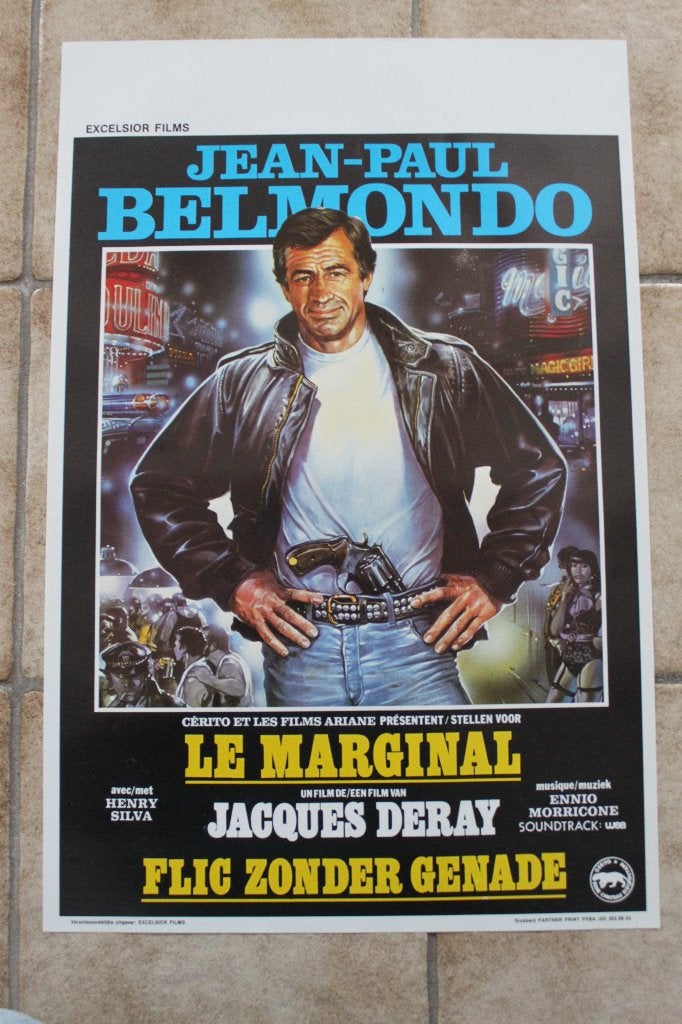 filmaffiche Jean-Paul Belmondo le marginal filmposter, Enlèvement ou Envoi, Rectangulaire vertical, A1 jusqu'à A3, Comme neuf