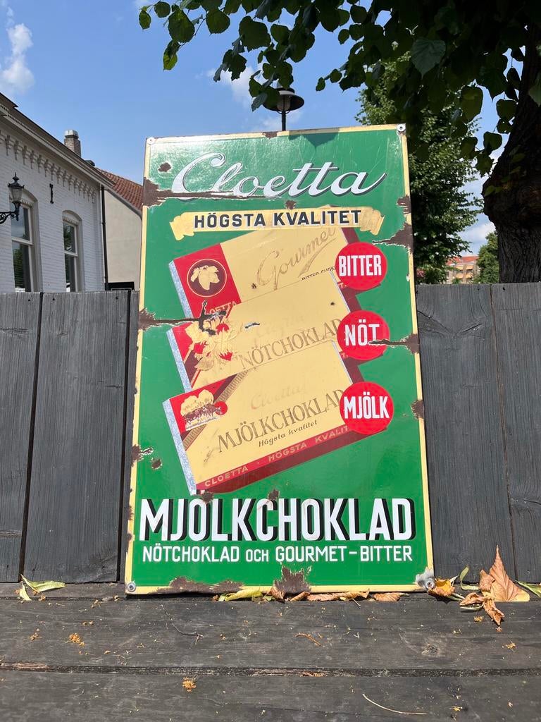 Cloetta Choklad Emaille Reclame Bord, Verzamelen, Ophalen, Reclamebord