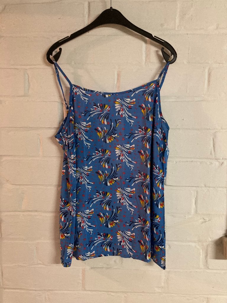 Blauw topje met spaghettibandjes, Comme ça, 44, Kleding | Dames, Blauw, Maat 42/44 (L), Zo goed als nieuw, Zonder mouw