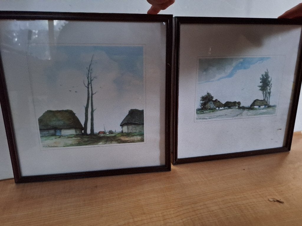 2 schilderijtjes lithos, Antiquités & Art, Art | Lithographies & Sérigraphies, Enlèvement ou Envoi