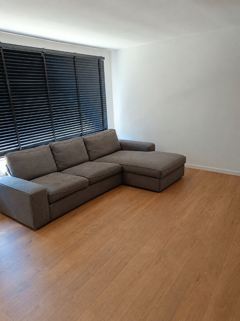 3zits zetel grijs met chaise longue, Ophalen, Gebruikt, Driepersoons, Stof