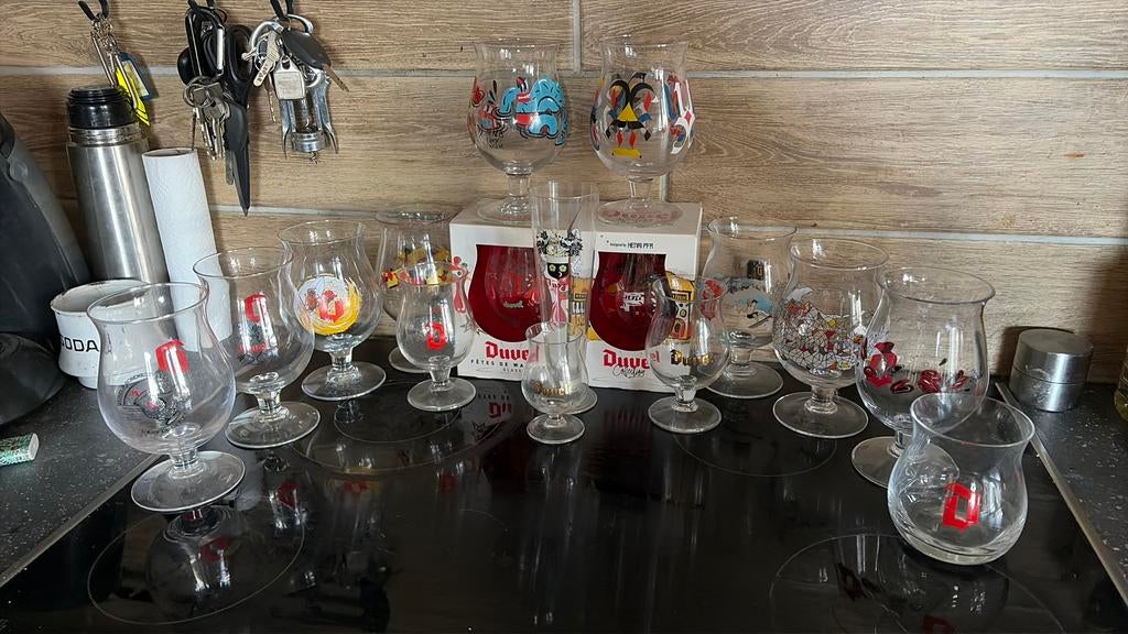 Mooi lot duvel glazen, Ophalen, Gebruikt, Glas of Glazen, Duvel