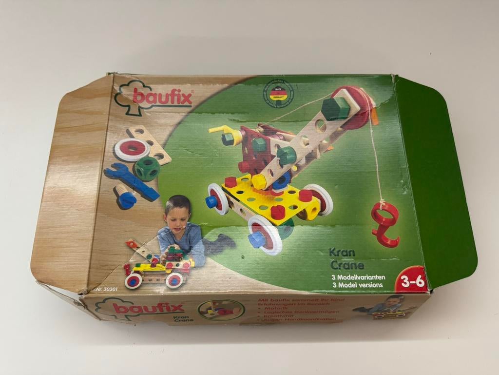 Houten speelgoed kraanwagen, Kinderen en Baby's, Speelgoed |Speelgoedvoertuigen, Ophalen, Gebruikt